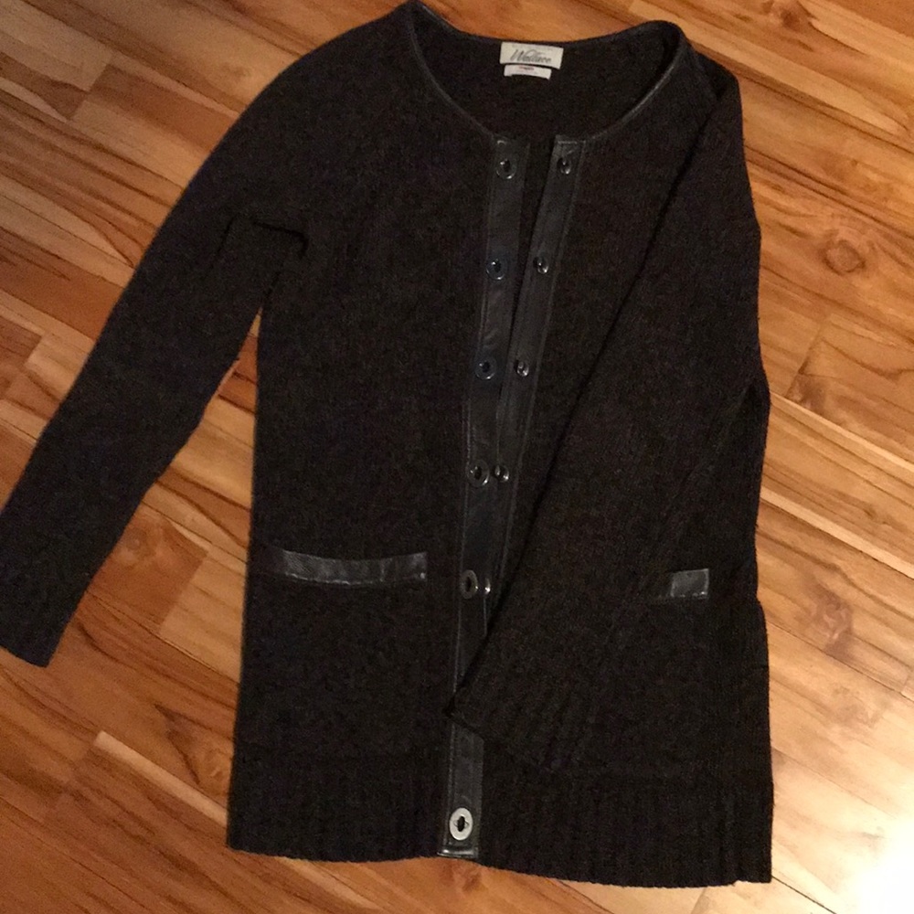 Madewell Dark Brown Wool-Blend Button Cardigan